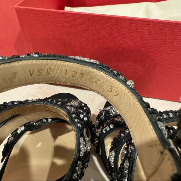 RARE VALENTINO GARAVANI crystal snake black suede sandal stiletto heels 39 - Picture 8 of 11